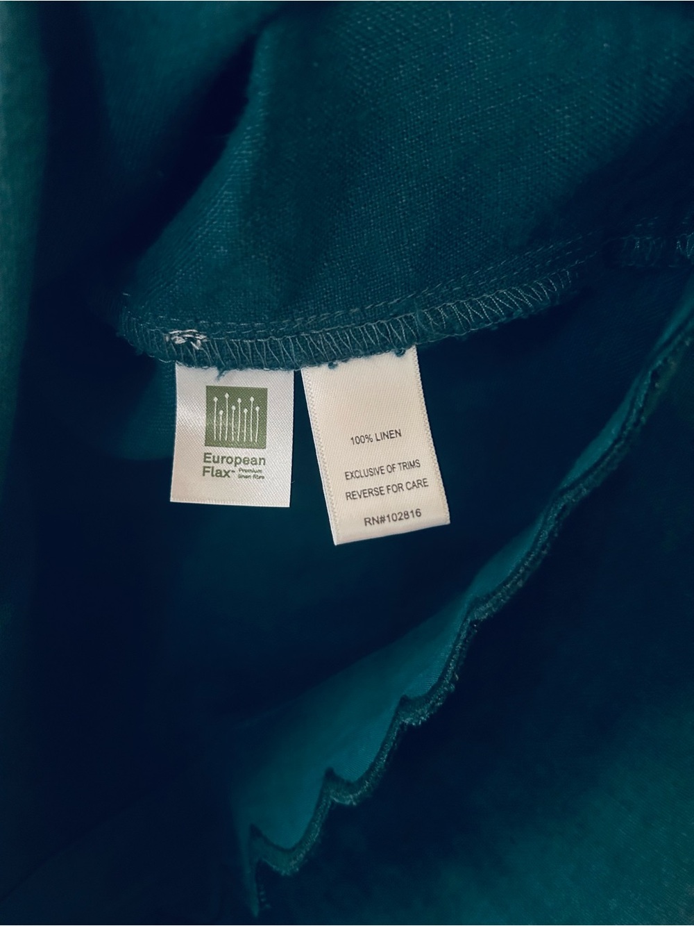 New~ Coastline Teal Blue Scalloped Linen Top size XL ~by Garnet Hill - Picture 8 of 14
